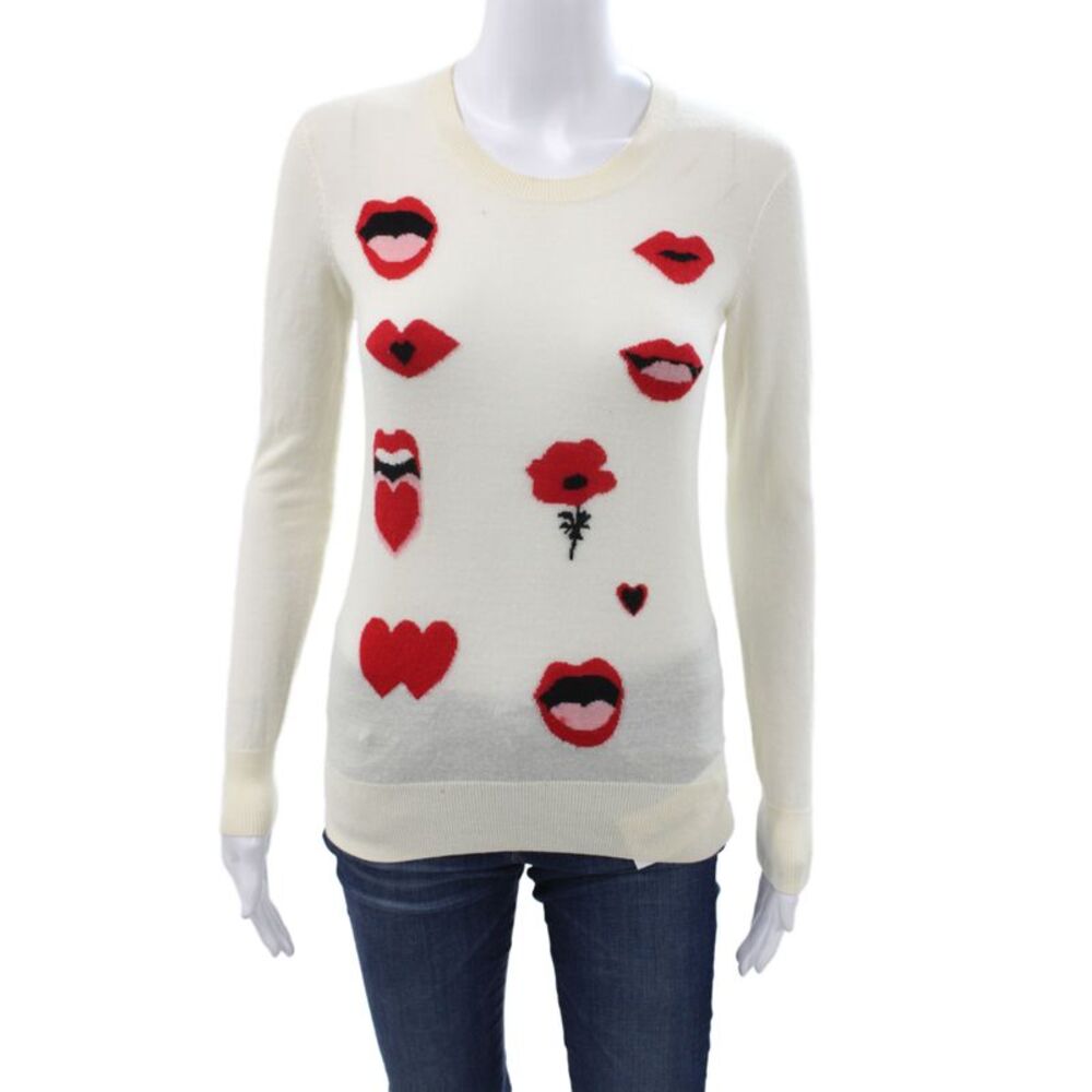Sonia Rykiel Women Ivory Wool Pullover Sweater Long Sleeve Size XS